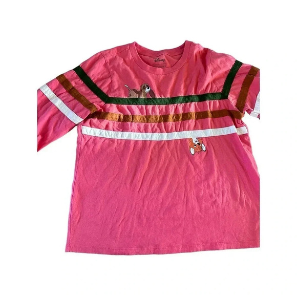 Disney fox and the hound Pink Long Sleeve Striped shirt size large - Picture 2 of 5